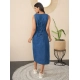 Generic Women's Denim Solid Sleeveless Dress (Blue) Generic Women's Denim Solid Sleeveless Dress (Blue)