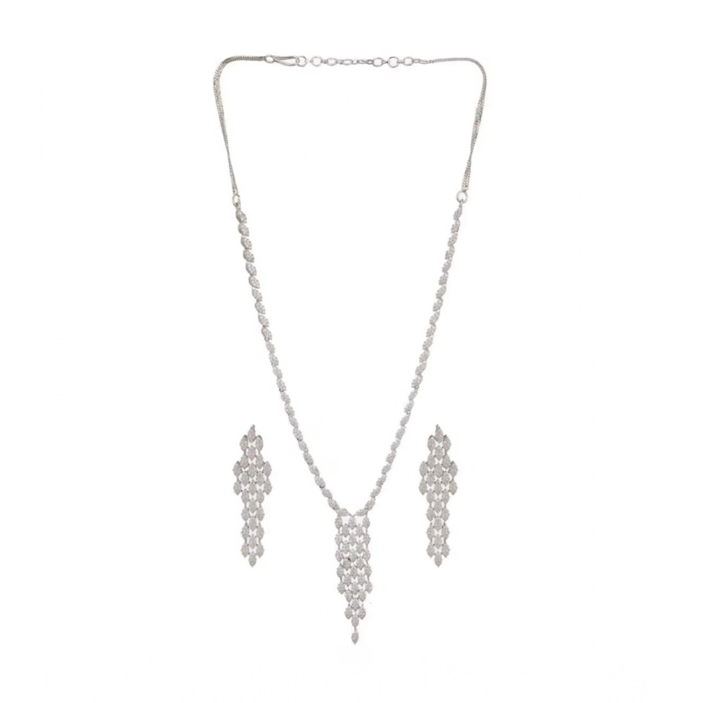 Generic Women's Brass Silver Plated Necklace set (Silver) Generic Women's Brass Silver Plated Necklace set (Silver)