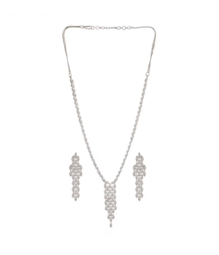 Generic Women's Brass Silver Plated Necklace set (Silver)