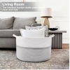 Generic Cotton Dori 16x14 Inch Storage Basket For Clothes With Out Lid (White-Gray-White)