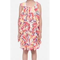 Generic Girl's Chiffon Ruffled Sleeveless Dress (Multicolor)