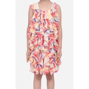 Generic Girl's Chiffon Ruffled Sleeveless Dress (Multicolor)