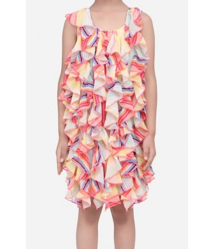 Generic Girl's Chiffon Ruffled Sleeveless Dress (Multicolor)