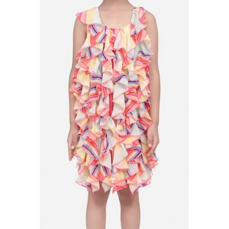 Generic Girl's Chiffon Ruffled Sleeveless Dress (Multicolor)