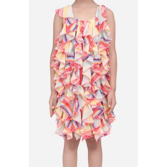 Generic Girl's Chiffon Ruffled Sleeveless Dress (Multicolor) Generic Girl's Chiffon Ruffled Sleeveless Dress (Multicolor)