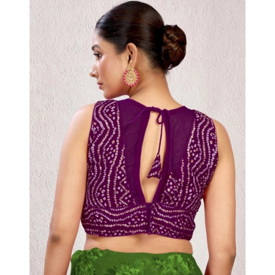 Generic Women's Rayon Cotton Bandhani Printed Halter Neck Non Padded Blouse (Wine 38 Ready (Alterable up to 42)