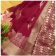 Generic Women's Soft Litchi Silk Jacquard Work Saree With Unstitched Blouse 5.5Mtr (Maroon)