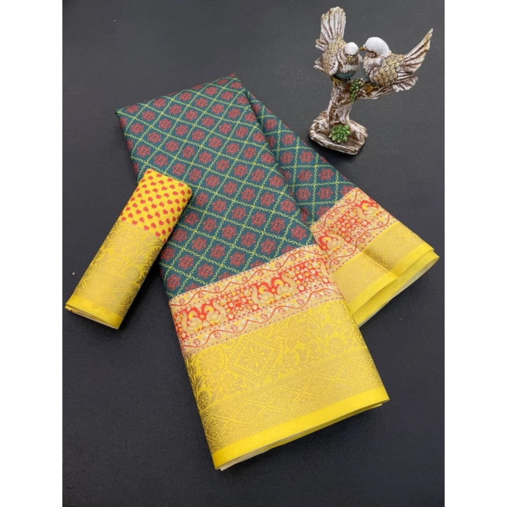 Generic Women's Soft Dola Cotton Printed Saree With Unstitched Blouse 5.5Mtr (Multicolor) Generic Women's Soft Dola Cotton Printed Saree With Unstitched Blouse 5.5Mtr (Multicolor)