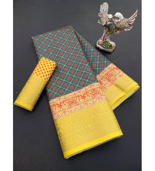 Generic Women's Soft Dola Cotton Printed Saree With Unstitched Blouse 5.5Mtr (Multicolor)