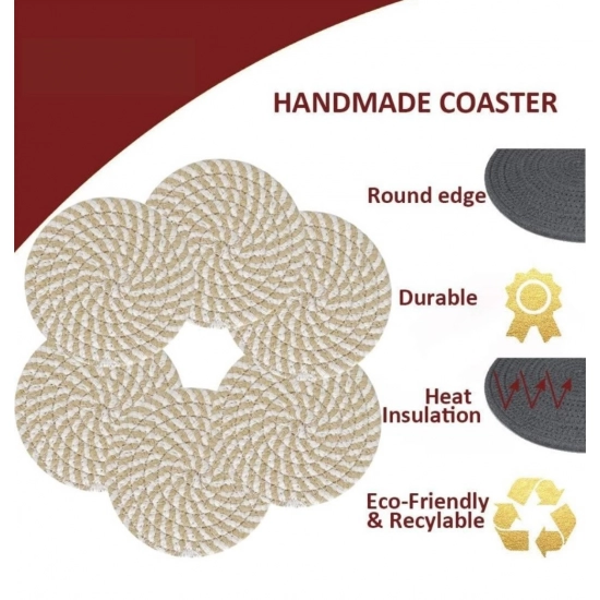 Generic Cotton Rope Drink Coasters 6 Pcs Set (Beige-White) Generic Cotton Rope Drink Coasters 6 Pcs Set (Beige-White)