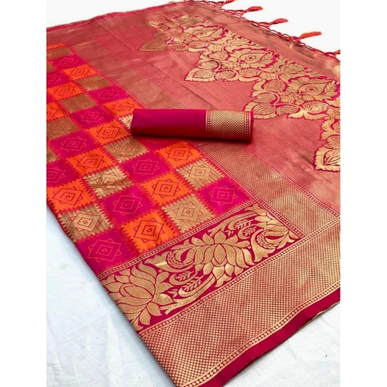 Generic Women's Soft Litchi Silk Jacquard Work Saree With Unstitched Blouse 5.5Mtr (Red) Generic Women's Soft Litchi Silk Jacquard Work Saree With Unstitched Blouse 5.5Mtr (Red)