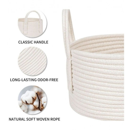 Generic Cotton Pack Of_1 Basket 7x5 Inch Storage Basket For Clothes (White) Generic Cotton Pack Of_1 Basket 7x5 Inch Storage Basket For Clothes (White)