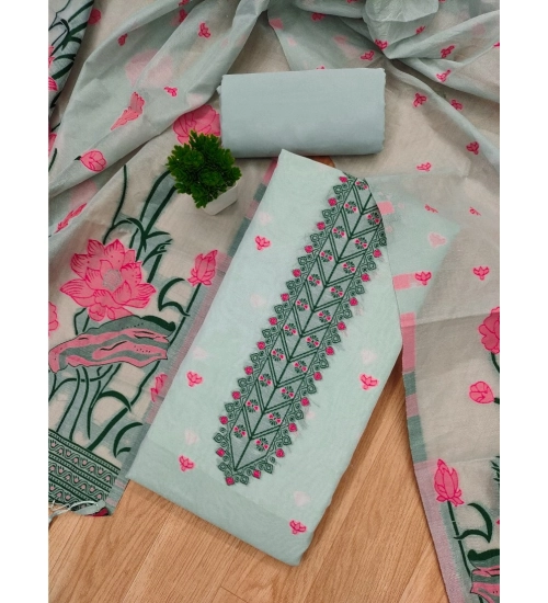 Generic Women's Banarasi Silk Printed Unstitched Salwar Suit Material With Dupatta (Grey, 3Mtrs)