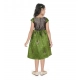 Generic Girl's Brocket Printed Short Sleeve Round Neck Dress (Green)