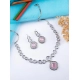 Generic Women's Brass Silver Plated Necklace set (Pink) Generic Women's Brass Silver Plated Necklace set (Pink)