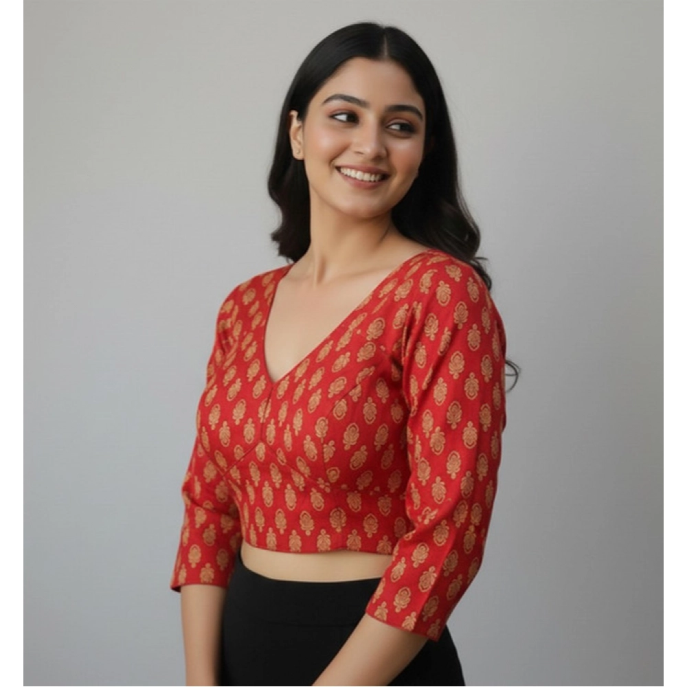 Generic Women's Ajrakh Cotton Printed Halter Neck Padded Blouse (Red 38 Ready (Self Alterable 36–40) Generic Women's Ajrakh Cotton Printed Halter Neck Padded Blouse (Red 38 Ready (Self Alterable 36–40)