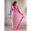 Generic Women's Satin Crepe Printed Saree With Unstitched Blouse 5.5Mtr (Pink)