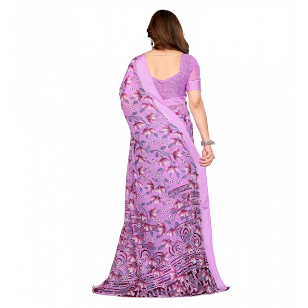 Generic Women's Georgette Printed Saree With Unstitched Blouse 5.5Mtr (Purple) Generic Women's Georgette Printed Saree With Unstitched Blouse 5.5Mtr (Purple)