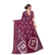 Generic Women's Cotton Silk Bandhni Saree With Unstitched Blouse 5.5Mtr (Purple)