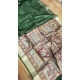 Generic Women's Tussar Silk Madhubani Saree With Unstitched Blouse 5.5Mtr (Green)