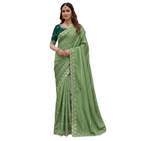 Generic Women's Georgette Embroidered Saree With Unstitched Blouse 5.5Mtr (Pista Green) Generic Women's Georgette Embroidered Saree With Unstitched Blouse 5.5Mtr (Pista Green)