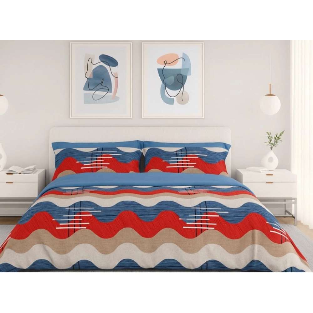 Generic Microfiber Floral Printed Double Bedsheet with 2 Pillow Covers (Multicolor)