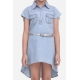 Generic Girl's Denim Hi Lo Short Sleeve Dress with Belt (Blue) Generic Girl's Denim Hi Lo Short Sleeve Dress with Belt (Blue)