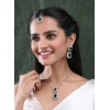 Generic Women's Brass Silver Plated Pendant Set (Green) Generic Women's Brass Silver Plated Pendant Set (Green)