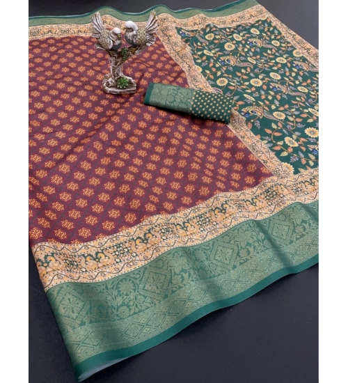 Generic Women's Soft Dola Cotton Printed Saree With Unstitched Blouse 5.5Mtr (Maroon) Generic Women's Soft Dola Cotton Printed Saree With Unstitched Blouse 5.5Mtr (Maroon)