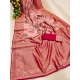 Generic Women's Soft Litchi Silk Jacquard Work Saree With Unstitched Blouse 5.5Mtr (Pink)