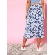 Generic Women's Polyester Floral Side Zip Skirt (Blue - White) Generic Women's Polyester Floral Side Zip Skirt (Blue - White)