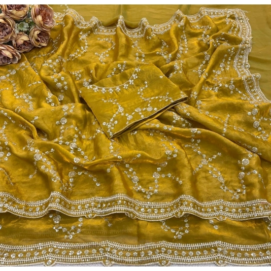 Generic Women's Silk Embellished Saree With Unstitched Blouse 5.5Mtr (Mustard-Yellow) Generic Women's Silk Embellished Saree With Unstitched Blouse 5.5Mtr (Mustard-Yellow)