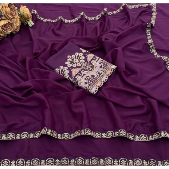 Generic Women's Art Silk Embroidered Saree With Unstitched Blouse 5.5Mtr (Purple) Generic Women's Art Silk Embroidered Saree With Unstitched Blouse 5.5Mtr (Purple)