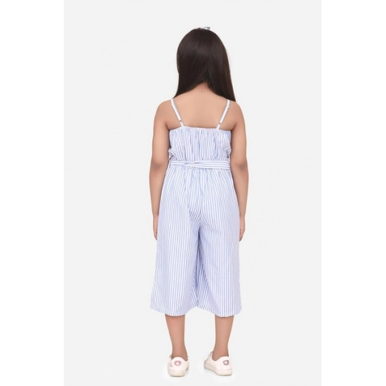 Generic Girl's Polyester Cotton Blend Striped Sleeveless Jumpsuit (Light Blue) Generic Girl's Polyester Cotton Blend Striped Sleeveless Jumpsuit (Light Blue)