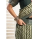 Generic Women's Linen Cotton Printed Ready To Wear With Pocket Saree With Unstitched Blouse 5.5 Mtr (Olive)