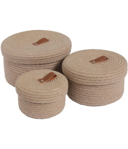 Generic Cotton 3 Pcs Set Roti Box Storage Basket With Lid (Beige)