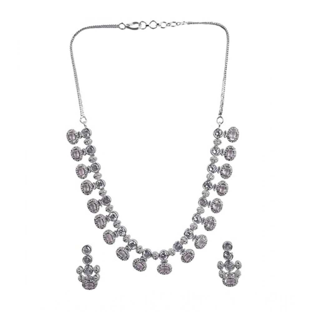 Generic Women's Brass Silver Plated Necklace set (White) Generic Women's Brass Silver Plated Necklace set (White)