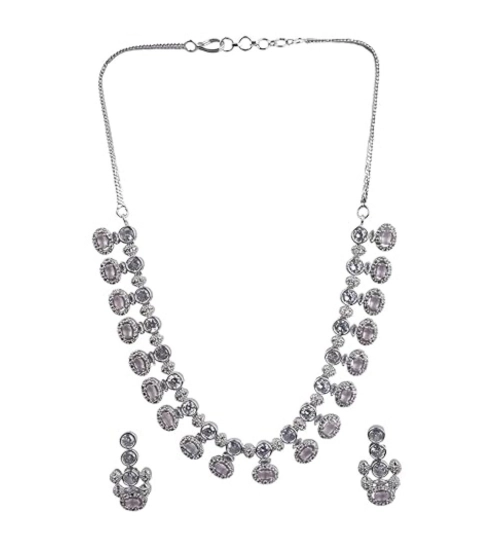 Generic Women's Brass Silver Plated Necklace set (White) Generic Women's Brass Silver Plated Necklace set (White)