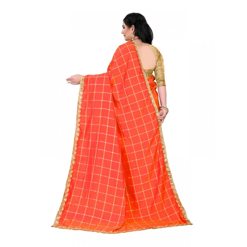 Generic Women's Sana Silk Bandhni Saree With Unstitched Blouse 5.5Mtr (Orange) Generic Women's Sana Silk Bandhni Saree With Unstitched Blouse 5.5Mtr (Orange)