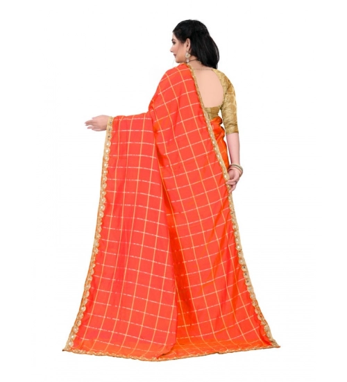 Generic Women's Sana Silk Bandhni Saree With Unstitched Blouse 5.5Mtr (Orange)