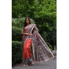 Generic Women's Faux_Tussar Ethnic_Print Saree With Unstitched Blouse 5.5Mtr (Rust)