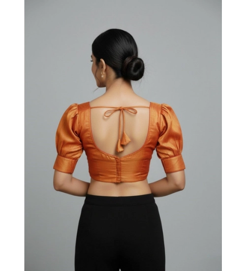 Generic Women's Erode Silk V Neck Padded Blouse (Red, 38 Ready Size (Self-Alterable 36–40)