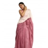 Generic Women's Linen Printed Saree With Unstitched Blouse 5.5Mtr (White)
