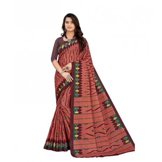 Generic Women's Soft Pure Cotton Printed Saree With Unstitched Blouse 5.5Mtr (Brown) Generic Women's Soft Pure Cotton Printed Saree With Unstitched Blouse 5.5Mtr (Brown)