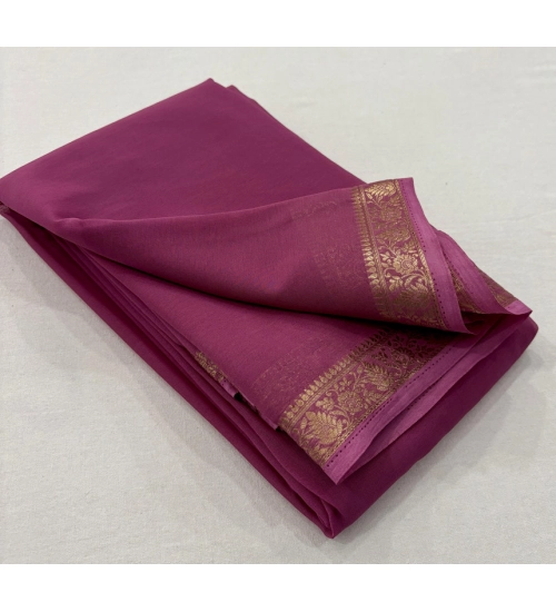 Generic Women's Crepe Chit Pallu Solid Saree With Unstitched Blouse 5.5Mtr (Light Pink)
