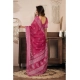 Generic Women's Linen Cotton Printed Ready To Wear Saree With Unstitched Blouse 5.5 Mtr (Pink)