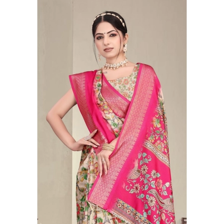 Generic Women's Cotton Silk Printed Saree With Unstitched Blouse 5.5Mtr (Pink) Generic Women's Cotton Silk Printed Saree With Unstitched Blouse 5.5Mtr (Pink)