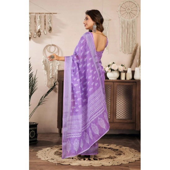 Generic Women's Faux Linen Floral Ready to wear Saree With Unstitched Blouse 5.5Mtr (Lavender) Generic Women's Faux Linen Floral Ready to wear Saree With Unstitched Blouse 5.5Mtr (Lavender)