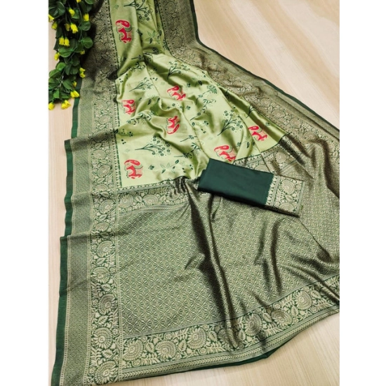 Generic Women's Soft Litchi Silk Jacquard Work Saree With Unstitched Blouse 5.5Mtr (Light Green) Generic Women's Soft Litchi Silk Jacquard Work Saree With Unstitched Blouse 5.5Mtr (Light Green)