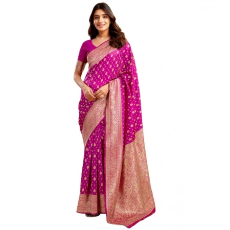 Generic Women's Jacquard Printed Saree With Unstitched Blouse 5.5Mtr (Pink) Generic Women's Jacquard Printed Saree With Unstitched Blouse 5.5Mtr (Pink)
